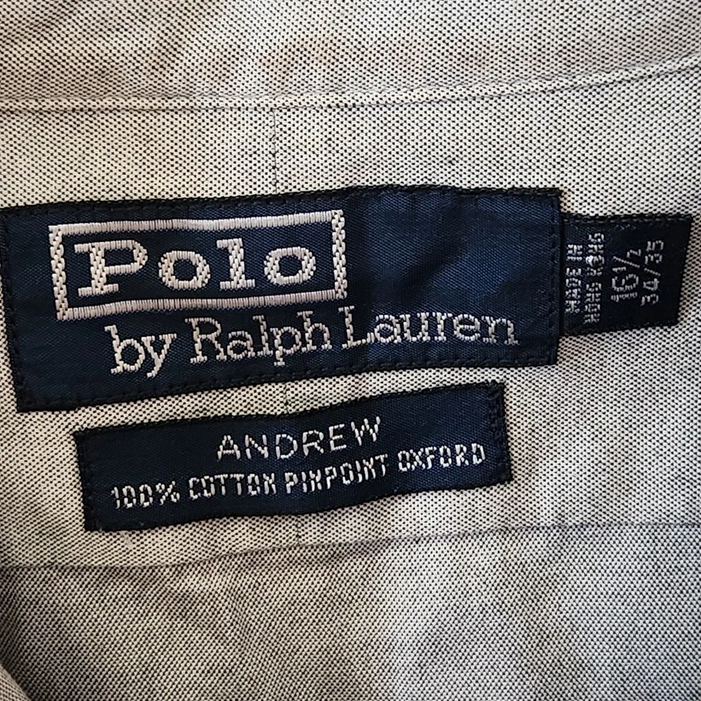 Polo Ralph Lauren Shirt Mens 16.5 34/35 Gray Andrew Pinpoint Oxford Button Down